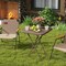 Coffee Foldable Outdoor Picnic Table with Weather-Resistant HDPE Surface and Sturdy Iron Frame